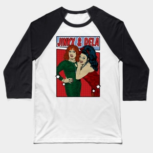 Jinkx and Dela Holiday Pop Art Comic Style Baseball T-Shirt